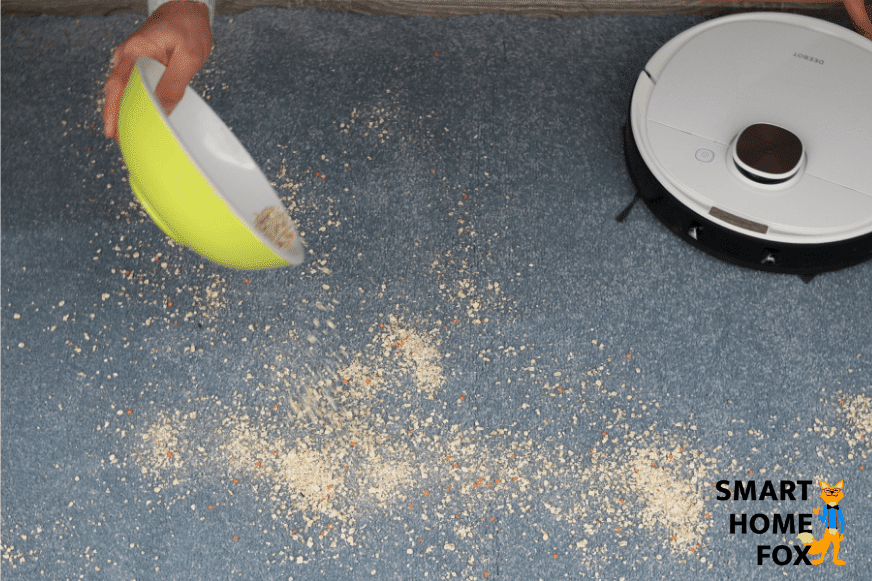 Spread Oat flakes on a long pile carpet